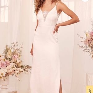 Beautiful Never been worn My Every Hour White Satin Lace Mermaid maxi Dress
